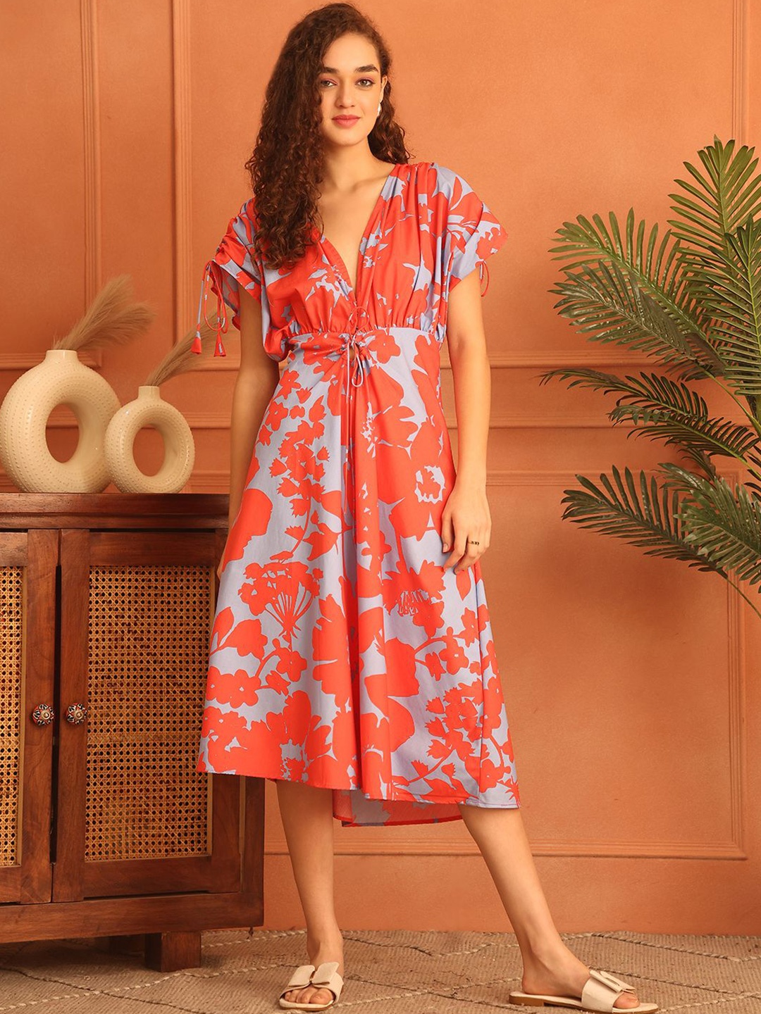 

TAG 7 Floral Print A-Line Maxi Dress, Red