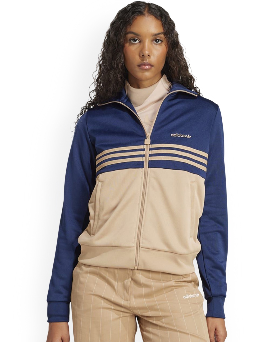 

ADIDAS Originals Women Striped Crop Training or Gym Sporty Jacket, Blue
