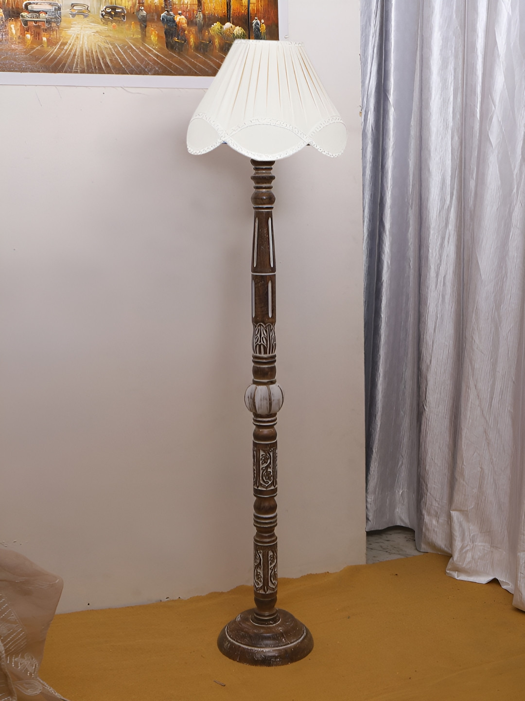 

Devansh White & Brown Conical Wooden Floor Lamp