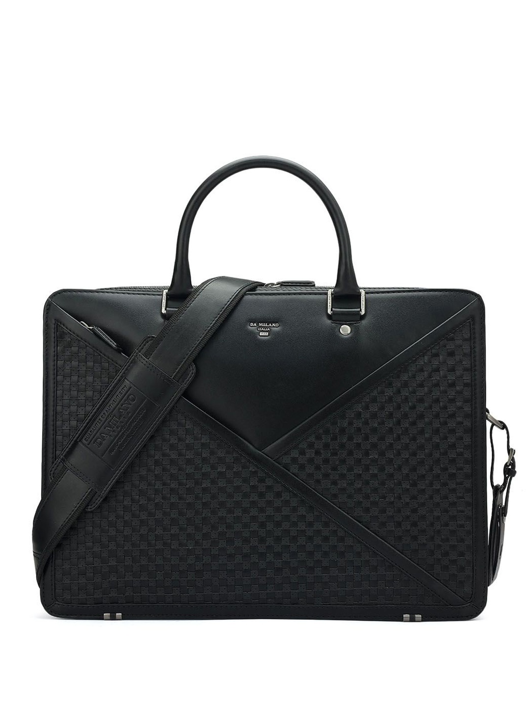 

Da Milano Men Leather Laptop Bag, Black