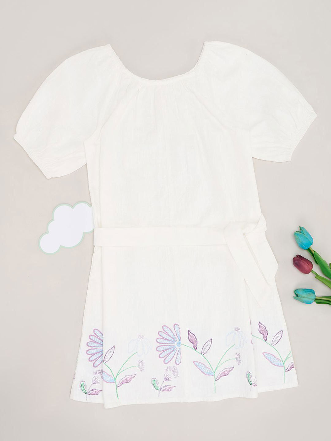 

Pantaloons Junior Floral A-Line Dress, White