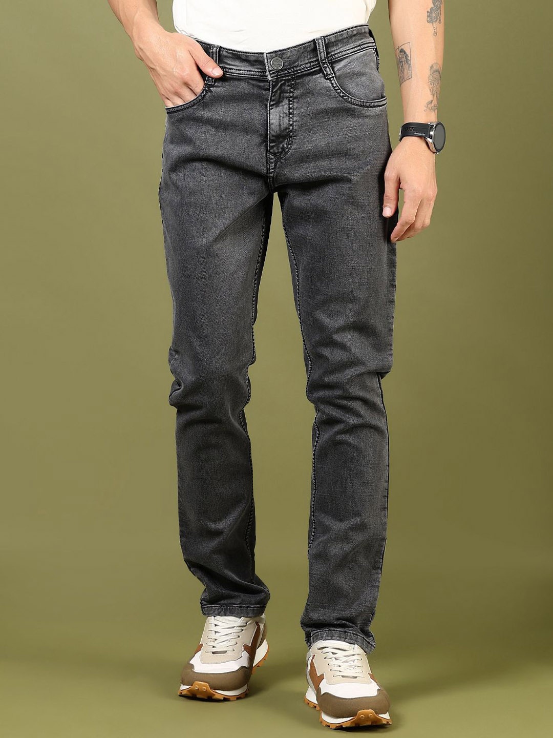 

V-Mart Men Light Fade Jeans, Grey