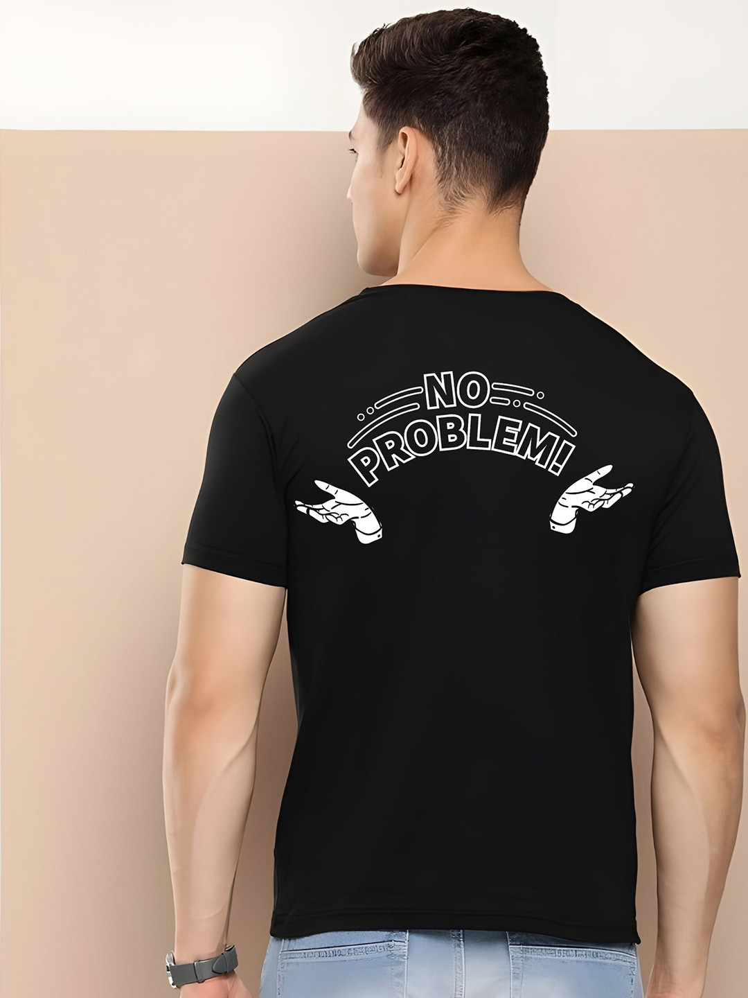 

THE BEETEL HOUSE Men Drop-Shoulder Sleeves T-shirt, Black