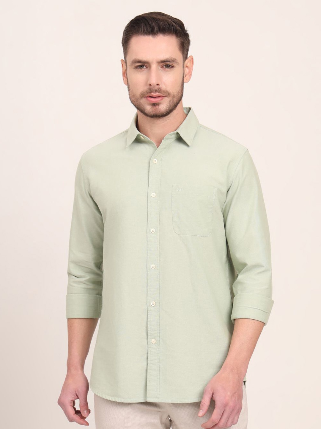 

JADE BLUE Men Slim Fit Opaque Casual Shirt, Green