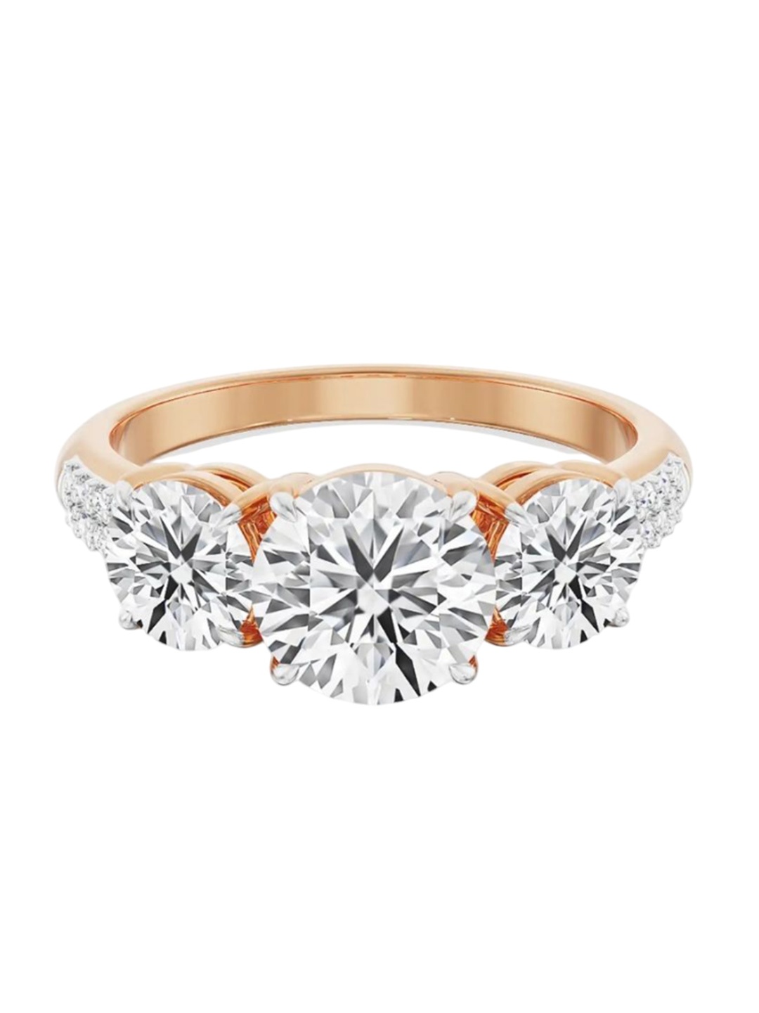 

Emori Three Stone Rose Engagement Ring, Rose gold