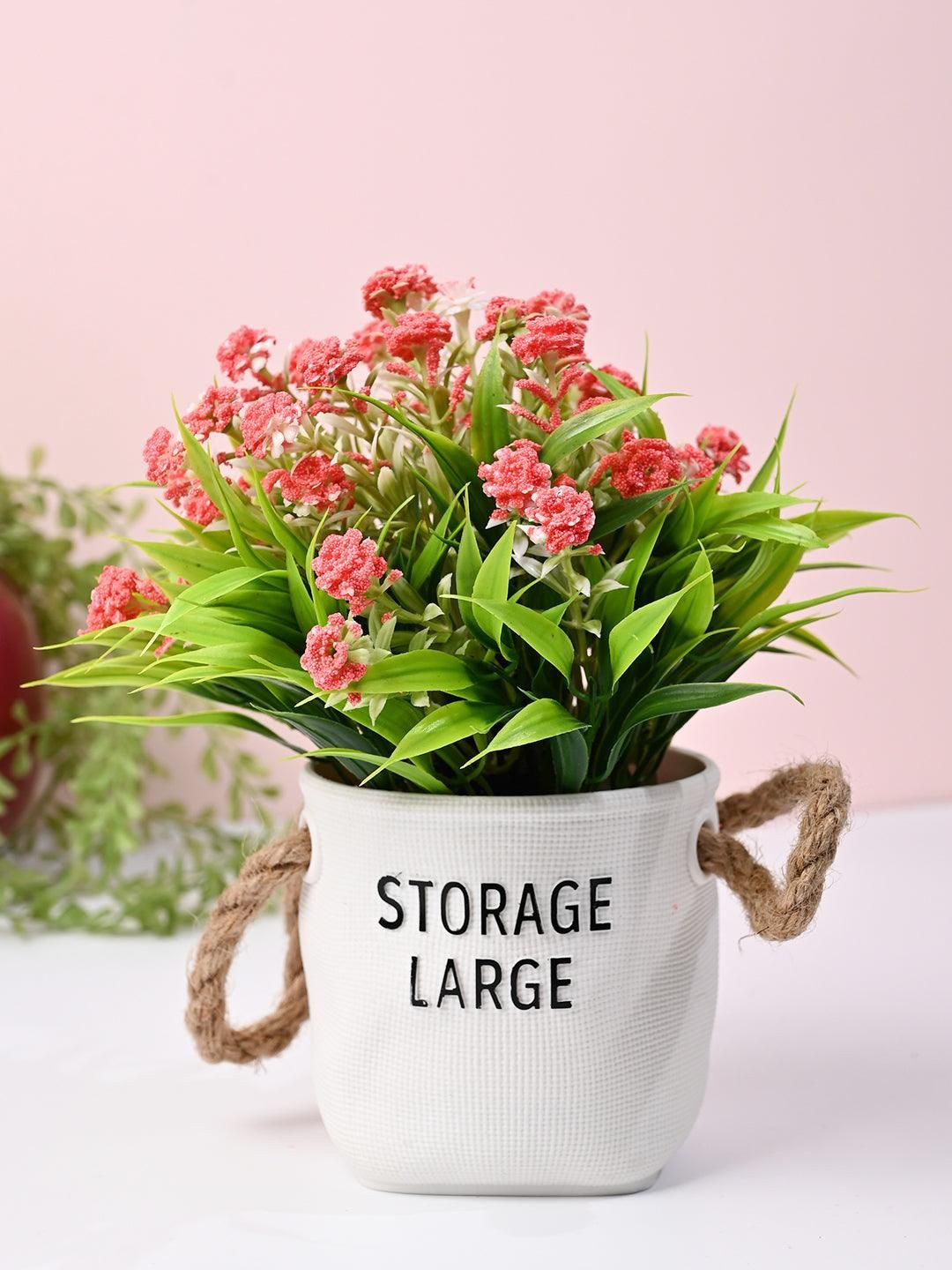 

MARKET99 Pink 2 Pieces Artificial Flower With Pot