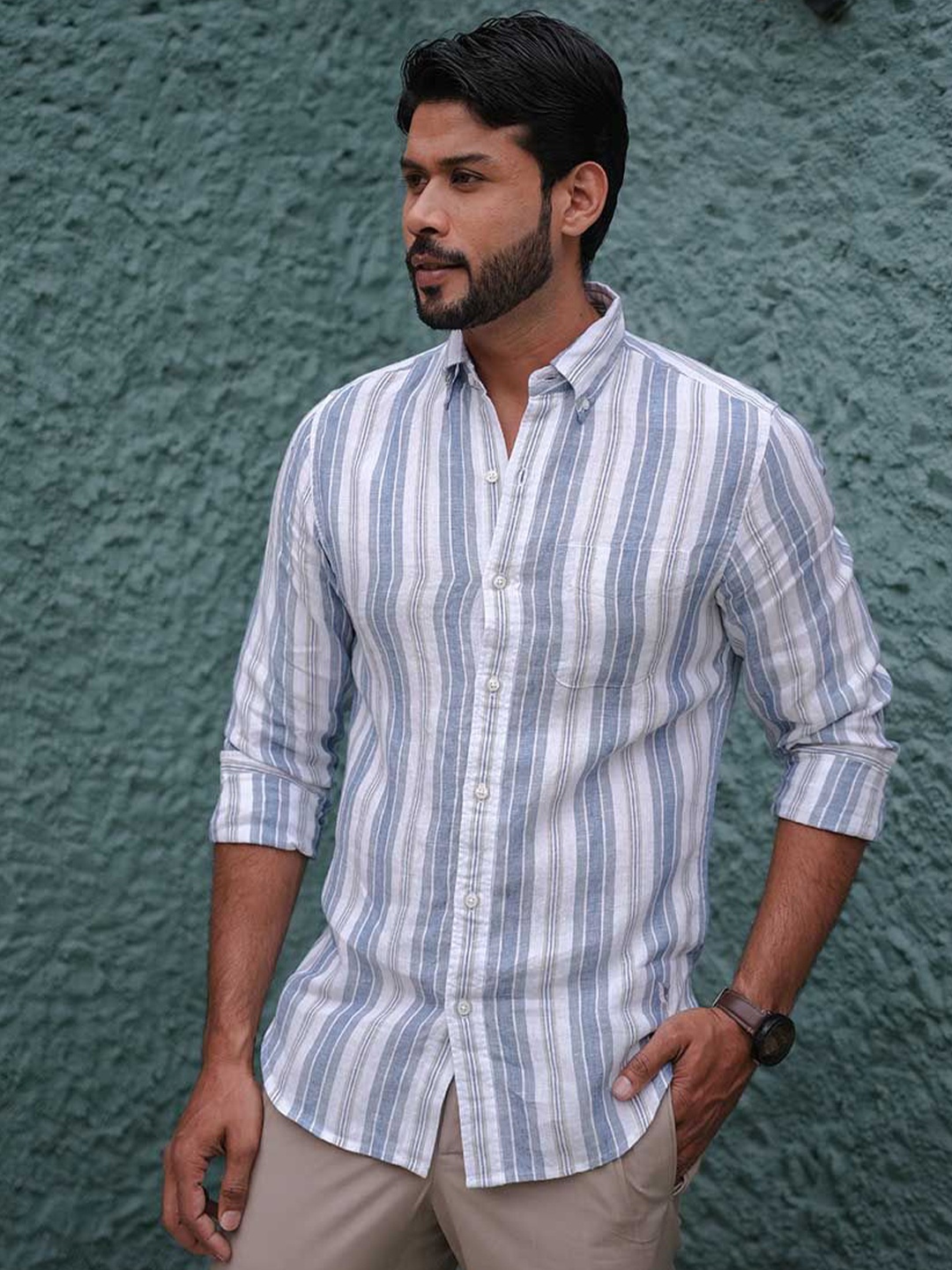 

PINK SUPPLY Men Classic Multi Stripes Opaque Striped Formal Shirt