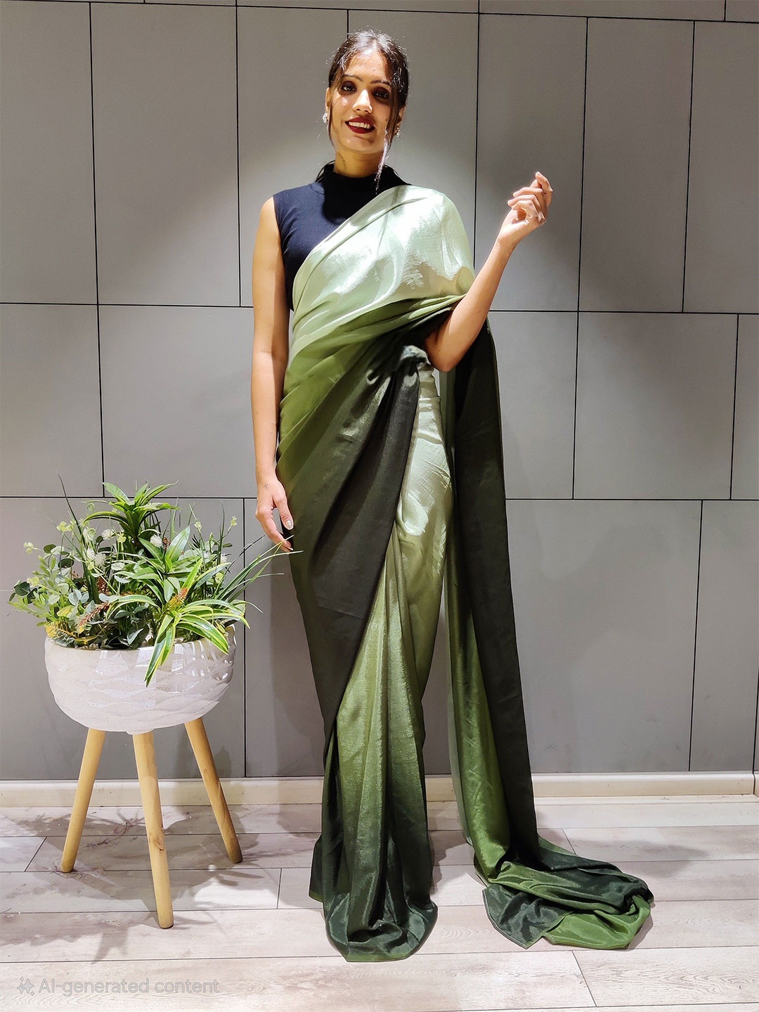 

Moda Rapido Ombre Ready to Wear Saree, Olive