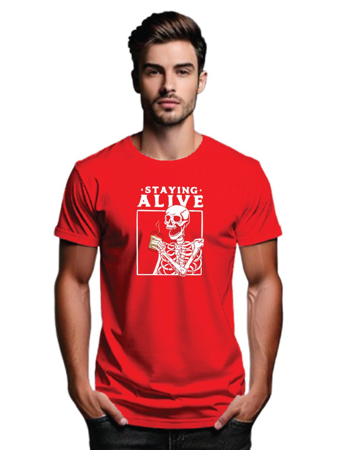 

Tantra Men Sports Printed Applique T-shirt, Red