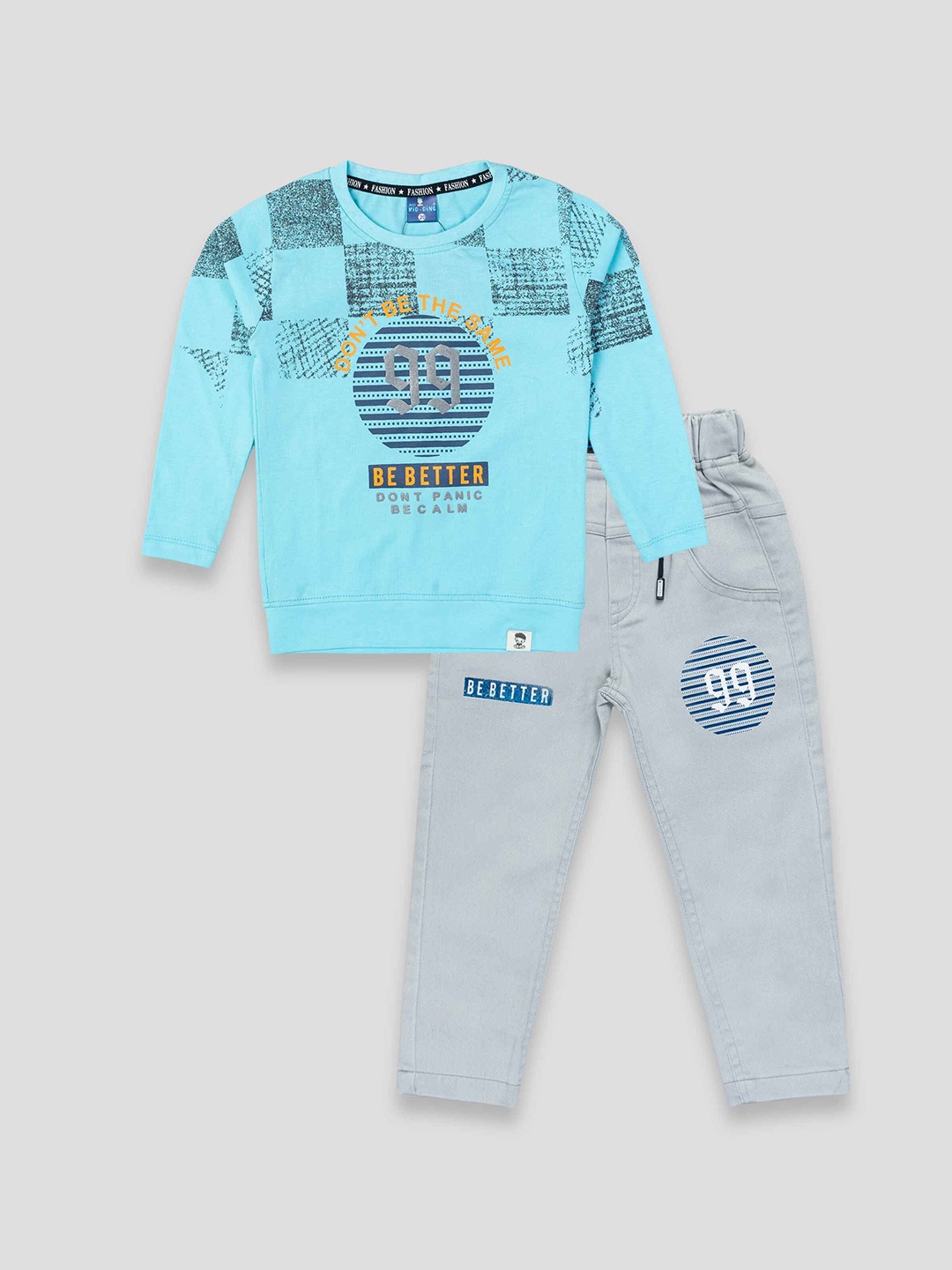 

YK X JUST KiDDiNG Boys Printed T-shirt with Trousers, Blue