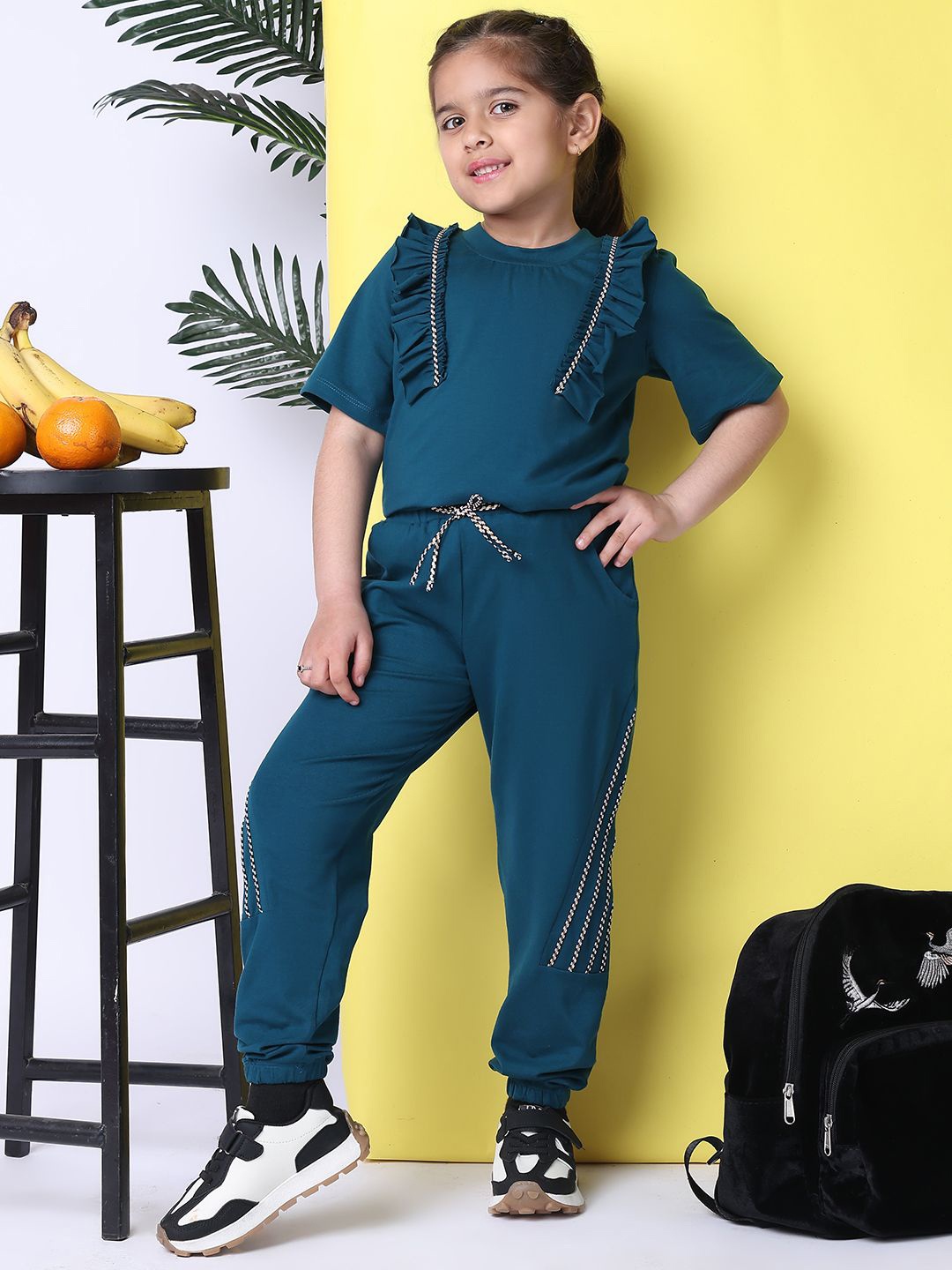 

Baawri Girls Top with Trousers, Teal