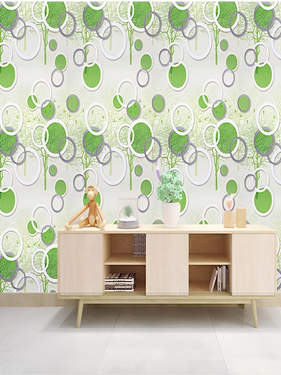 

HOMEMATES Beige & Green Printed Self-Adhesive Waterproof Wall Sticker, Gold