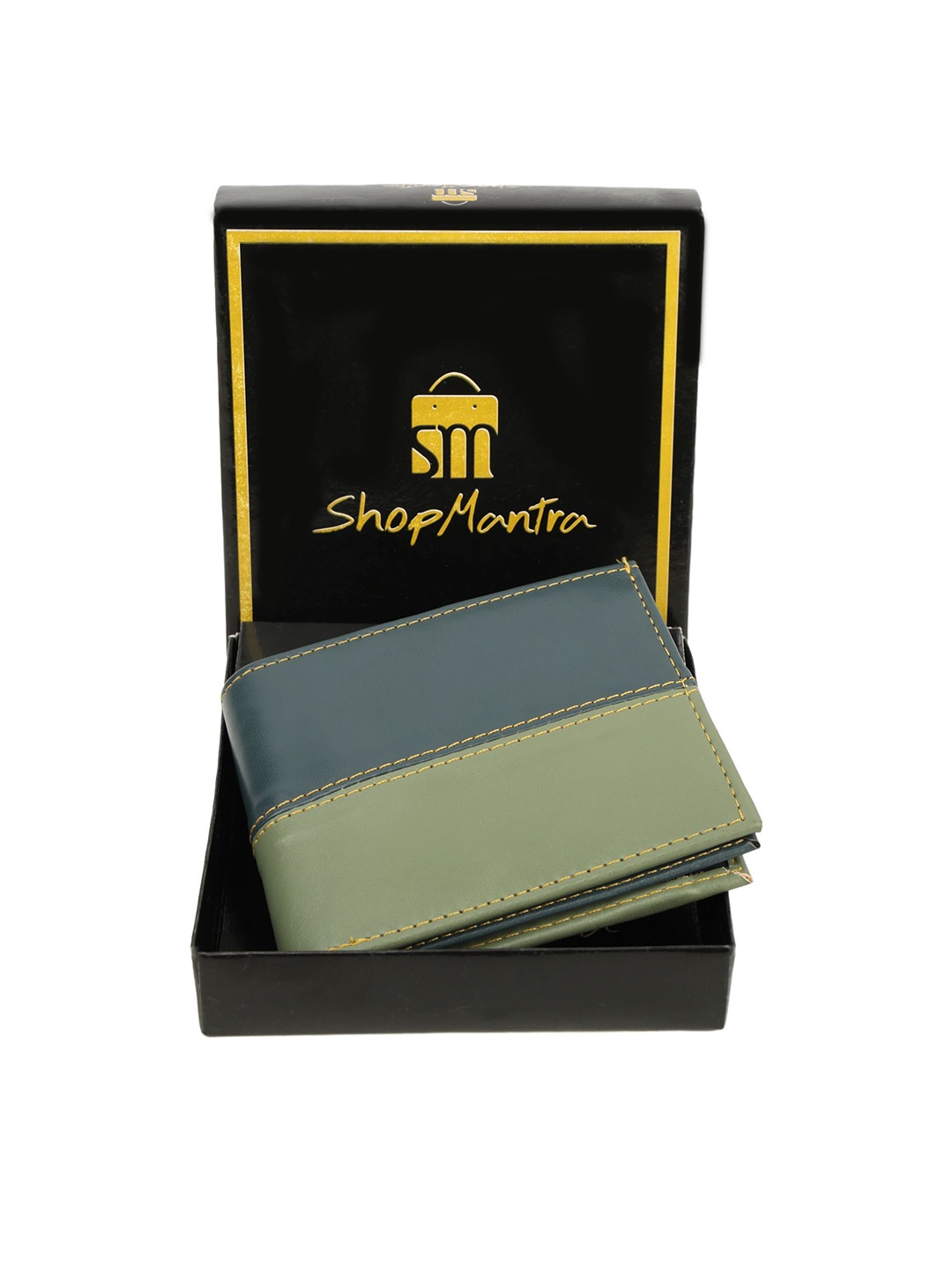 

ShopMantra Men Colourblocked PU Two Fold Wallet, Blue