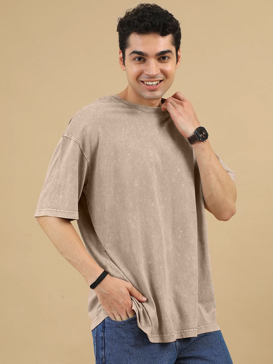 

Crazymonk Men Extended Sleeves Pockets T-shirt, Copper