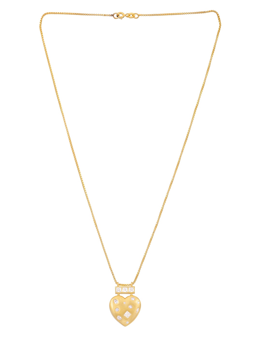 

Ruuh Studios Gold-Plated Cubic Zirconia Heart-Shaped Pendant With Chain