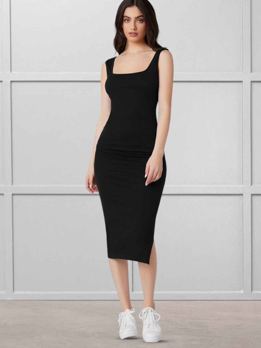 

Areca Designer Bodycon Midi Dress, Black