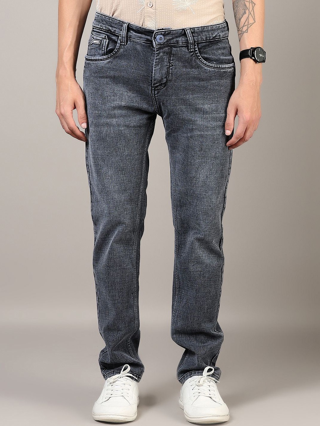 

V-Mart Men Slim Fit Light Fade Jeans, Grey