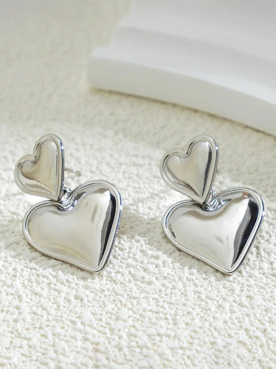 

DressBerry Heart Shaped Drop Earrings, Silver