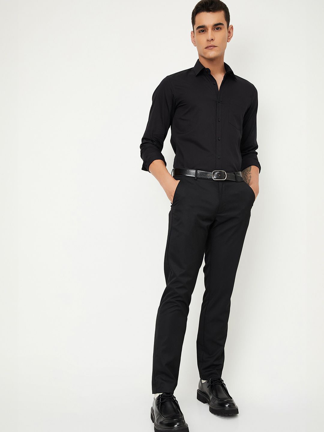 

max Men Opaque Casual Shirt, Black