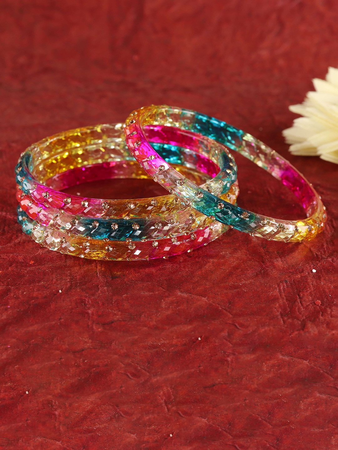 

ZULKA Set Of 8 Glass Crystal -Studded Bangles, Blue