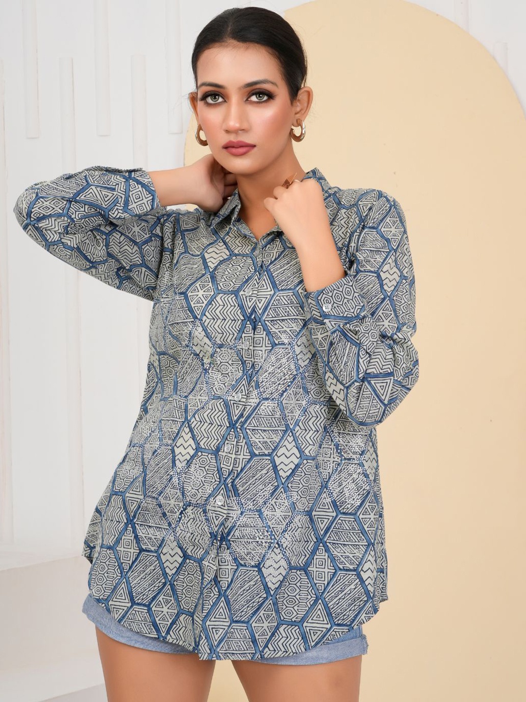 

Kaftanize Women Comfort Casual Shirt, Grey