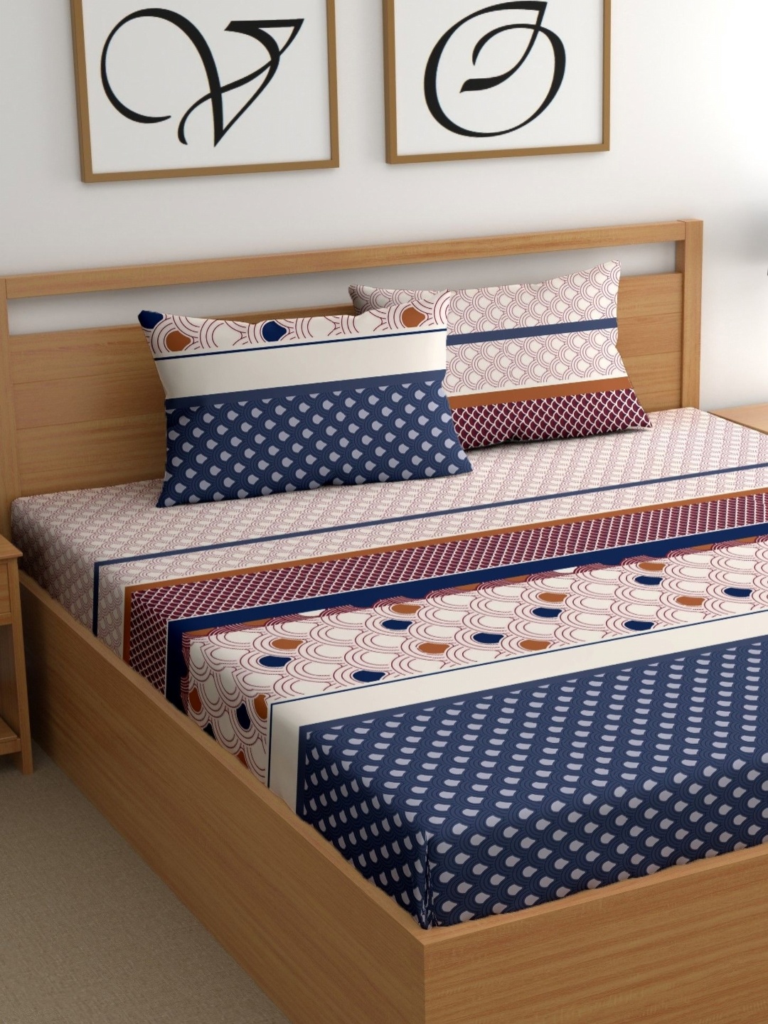 

CG HOMES Blue & Brown 210 TC King Bedsheet with 2 Pillow Covers