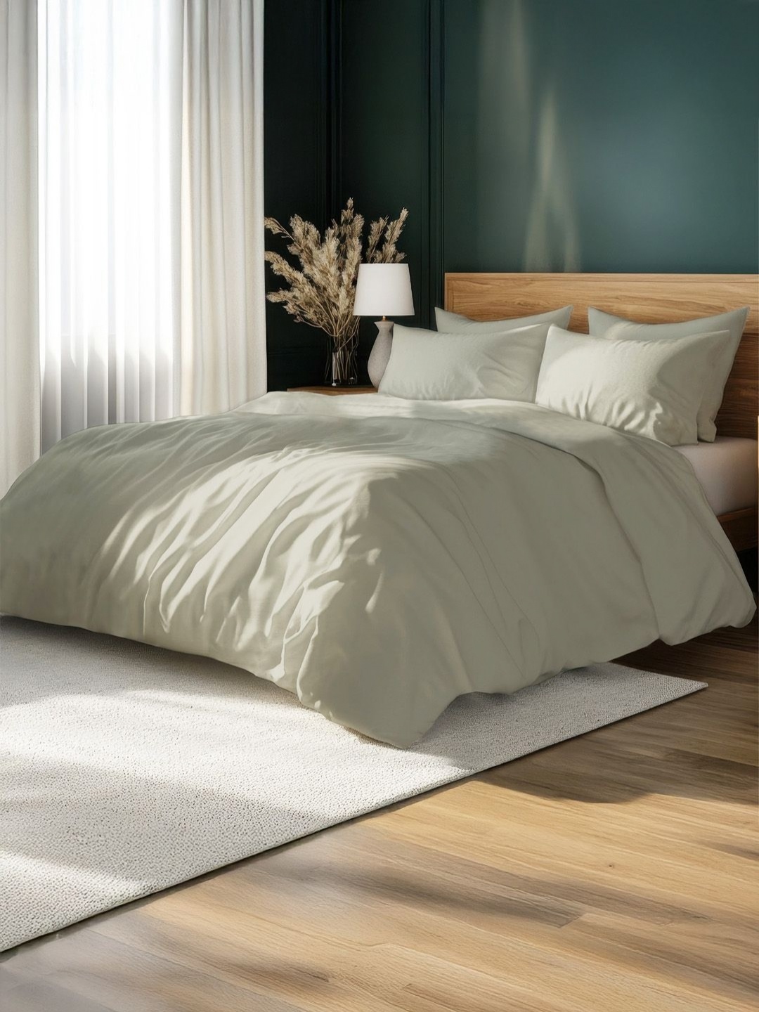 

LANE LINEN Grey 400 TC Pure Organic Cotton King Bedsheet With 2 Pillow Covers