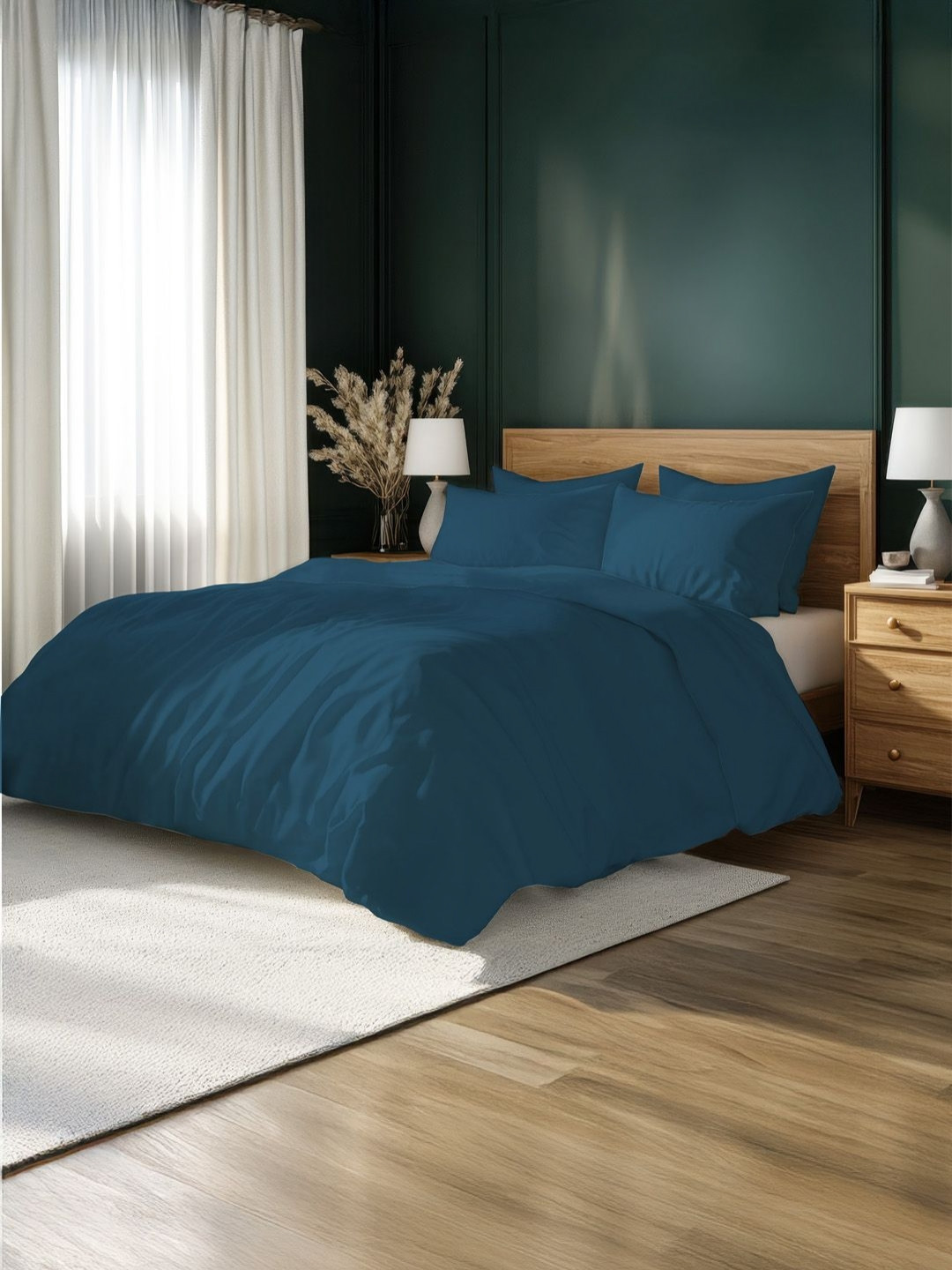 

LANE LINEN Blue 400 TC King Bedsheet with 2 Pillow Covers