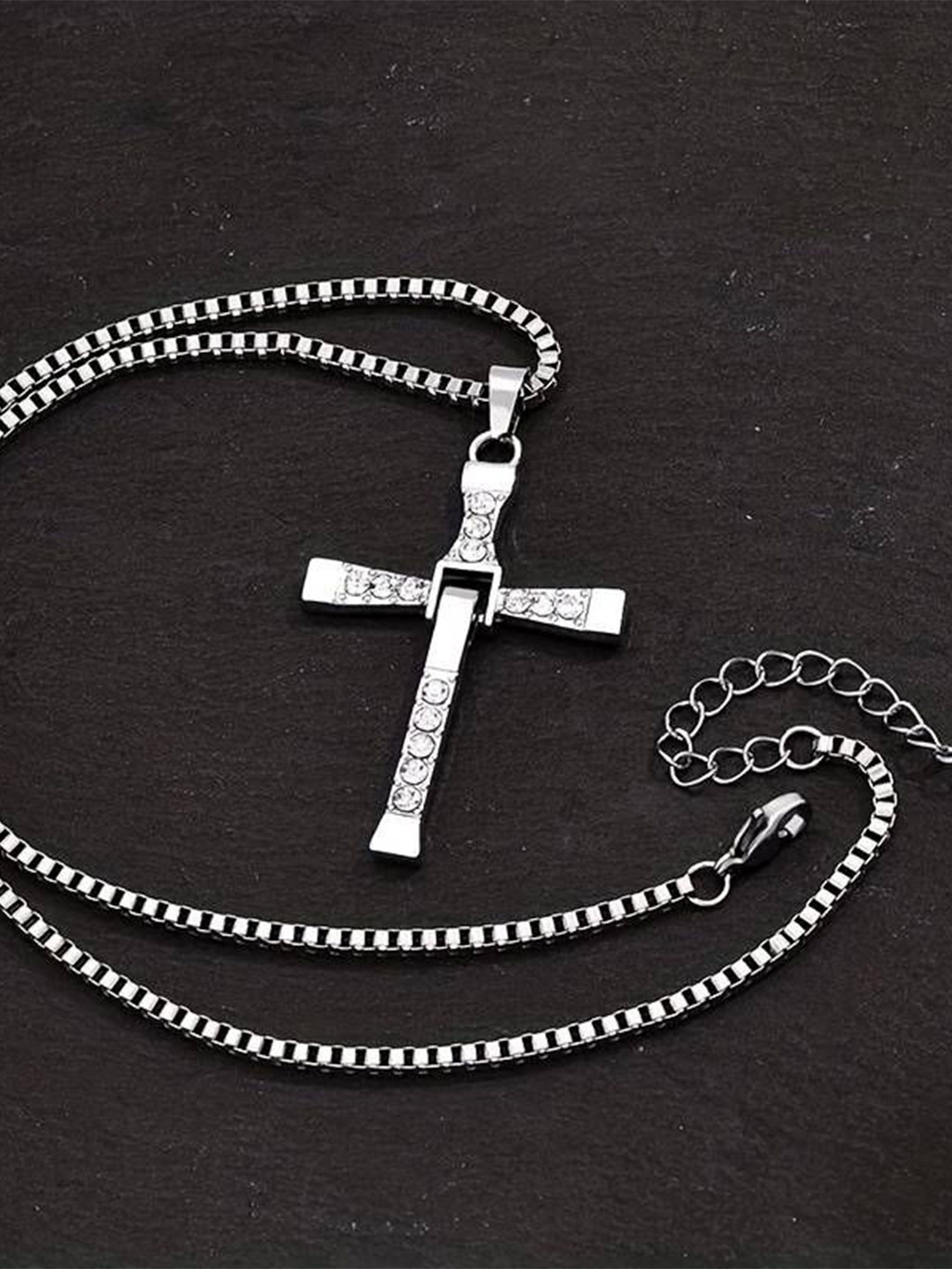

kazare Rhodium-Plated Geometric Pendants with Chains, Silver
