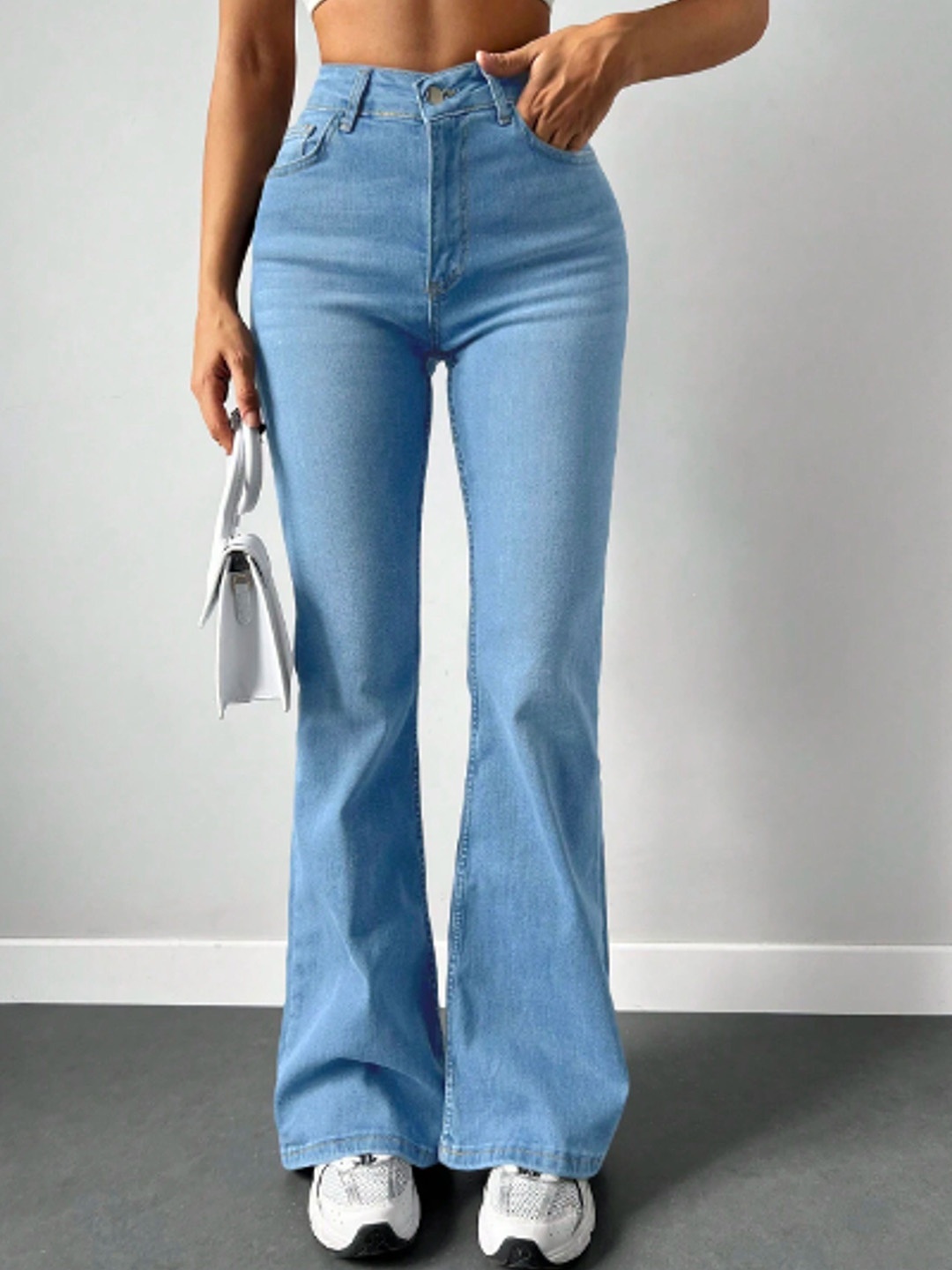

BAESD Women Comfort Bootcut Light Fade Stretchable Jeans, Blue