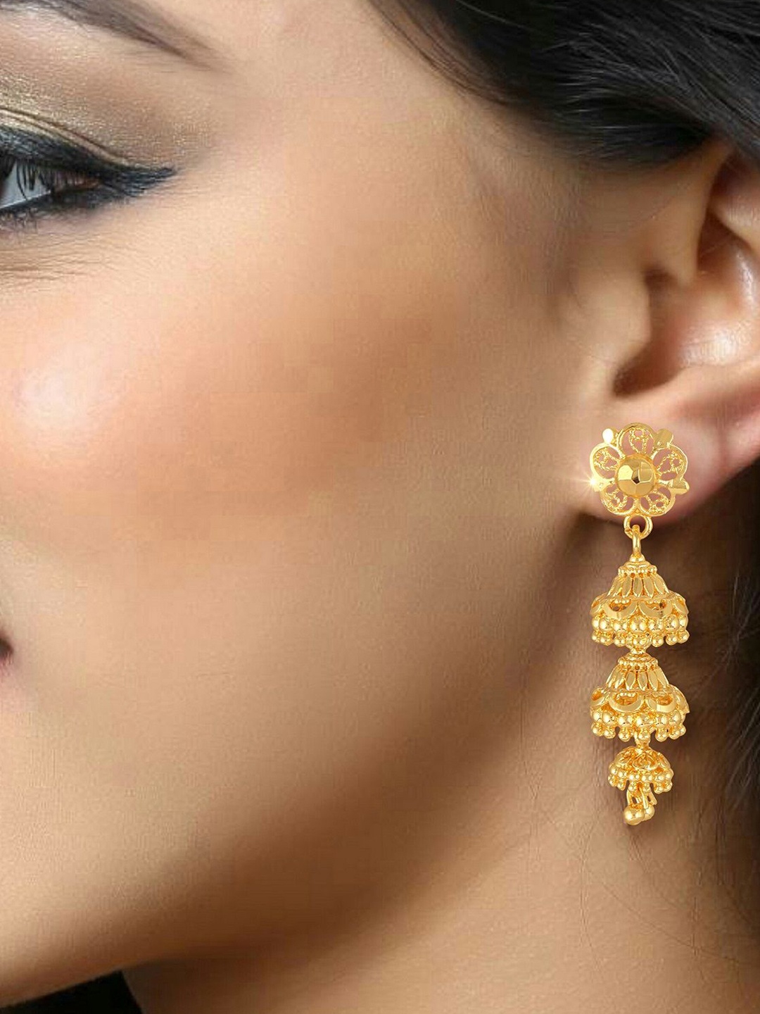 

DIVASTRI Contemporary Jhumkas Earrings, Gold