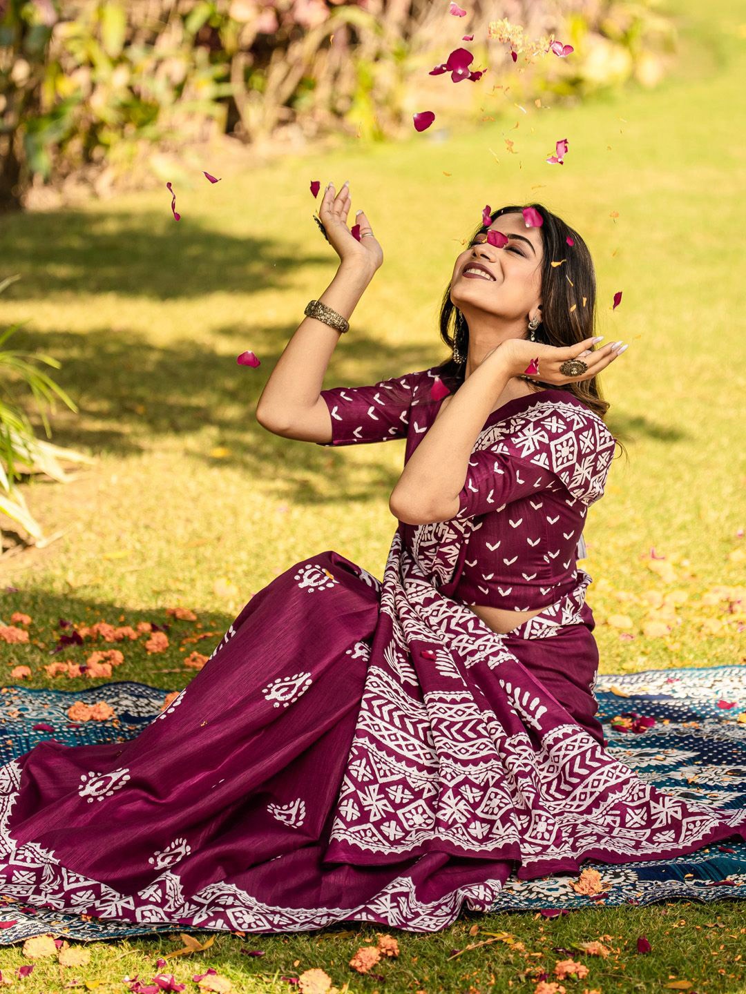 

KALINI Bagh Bagh Saree, Burgundy