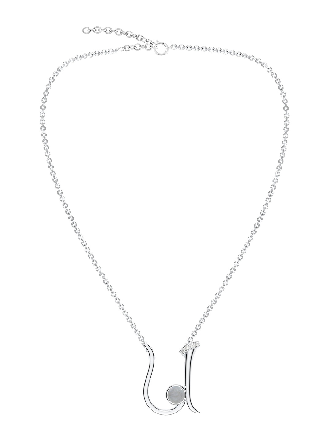 

Kicky And Perky Rhodium-Plated Stone-Studded Pendant With Chain, Silver