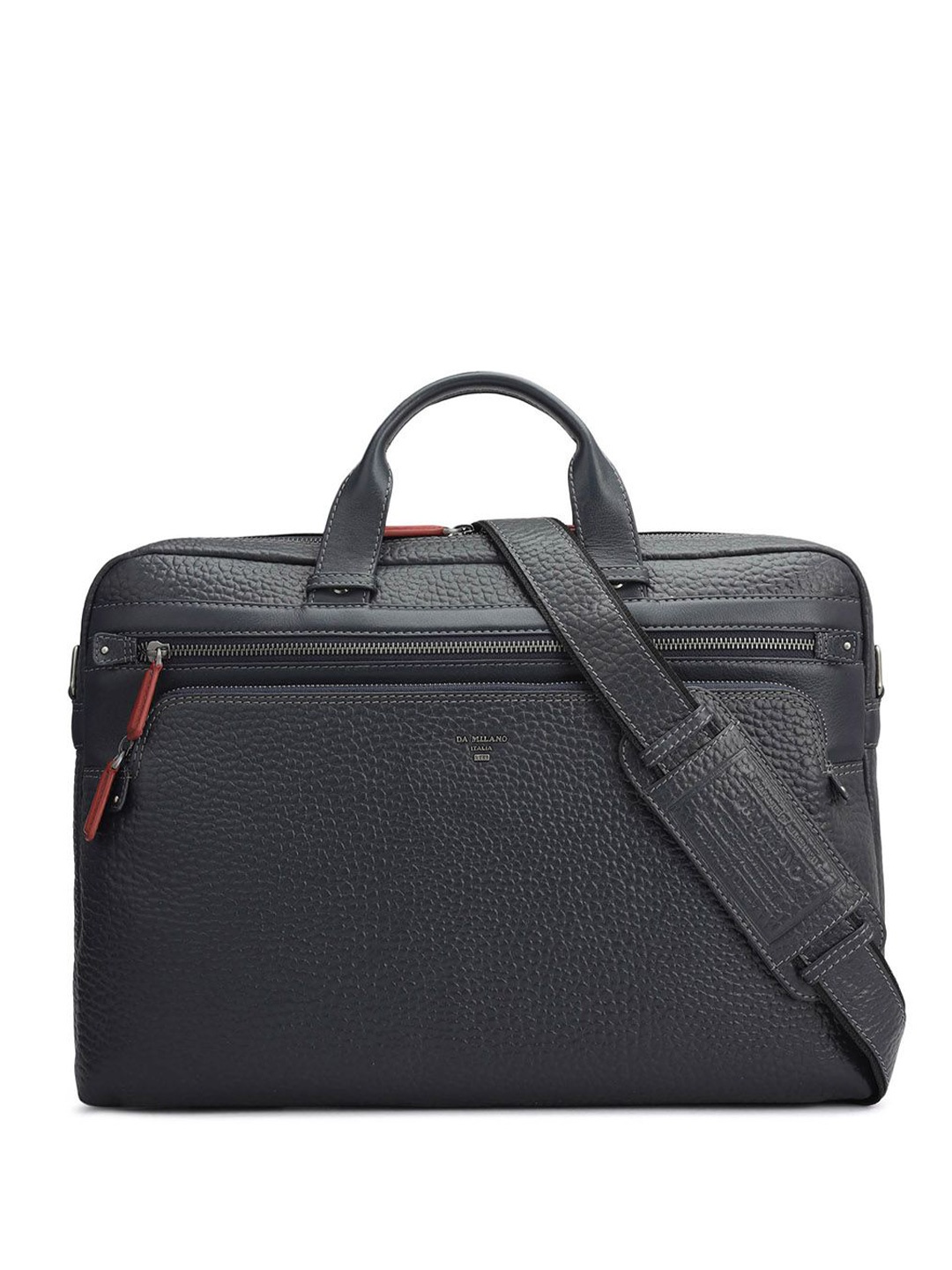 

Da Milano Men Textured Leather Laptop Bag, Blue