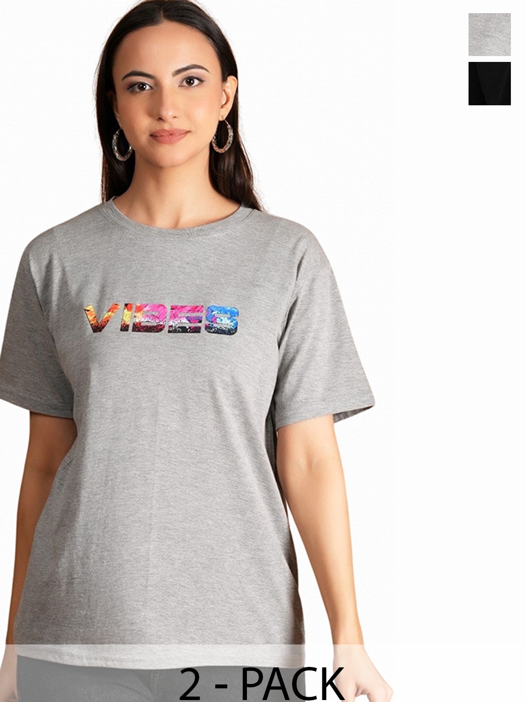 

NEYSA Women Typography 2 Printed T-shirt, Multi
