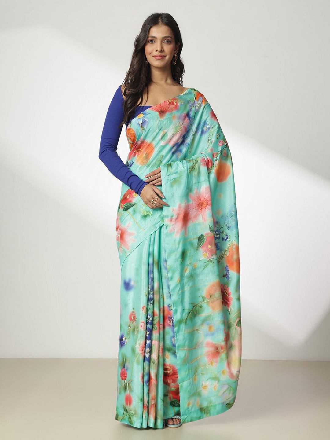 

navyasa by liva Floral Liva Saree, Green