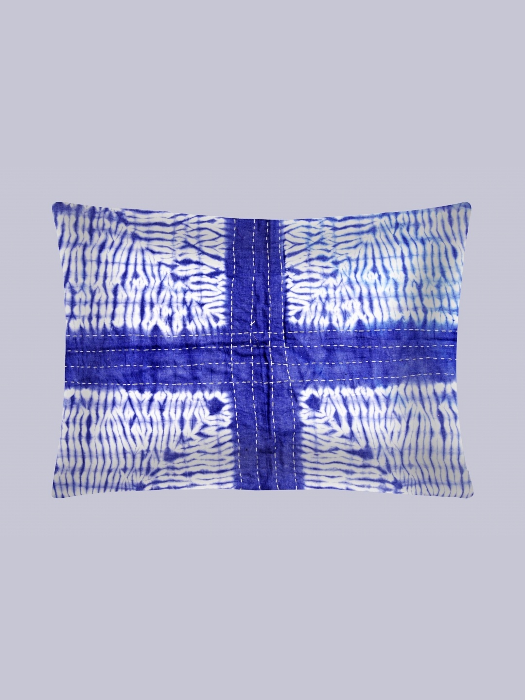 

HANDICRAFT PALACE Blue & White Abstract Pure Cotton Rectangle Pillow Cover