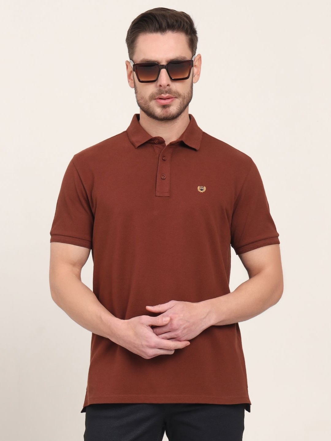 

JADE BLUE Men Polo Collar Slim Fit T-shirt, Brown