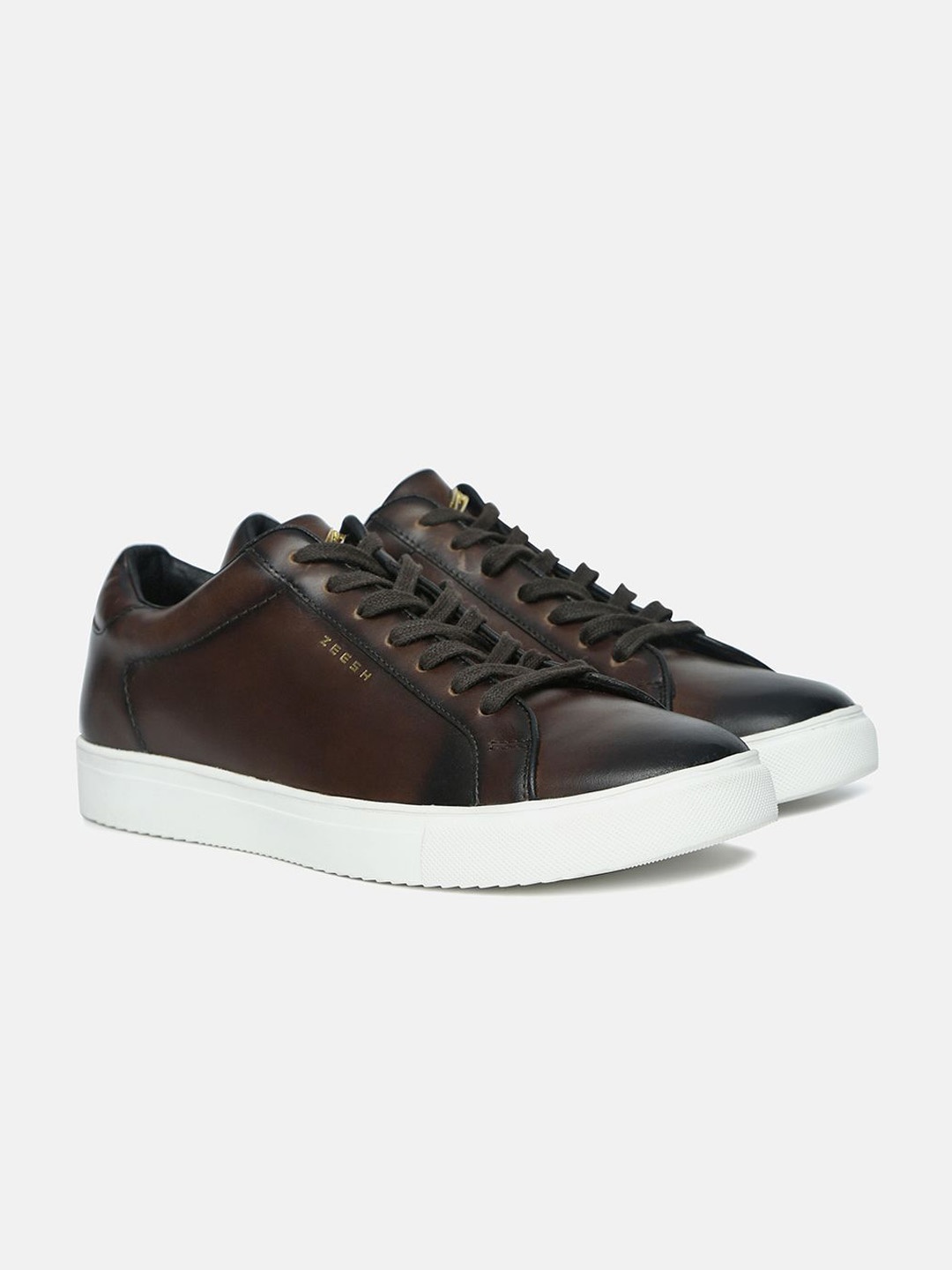 

ZEESH Men Leather Sneakers, Brown