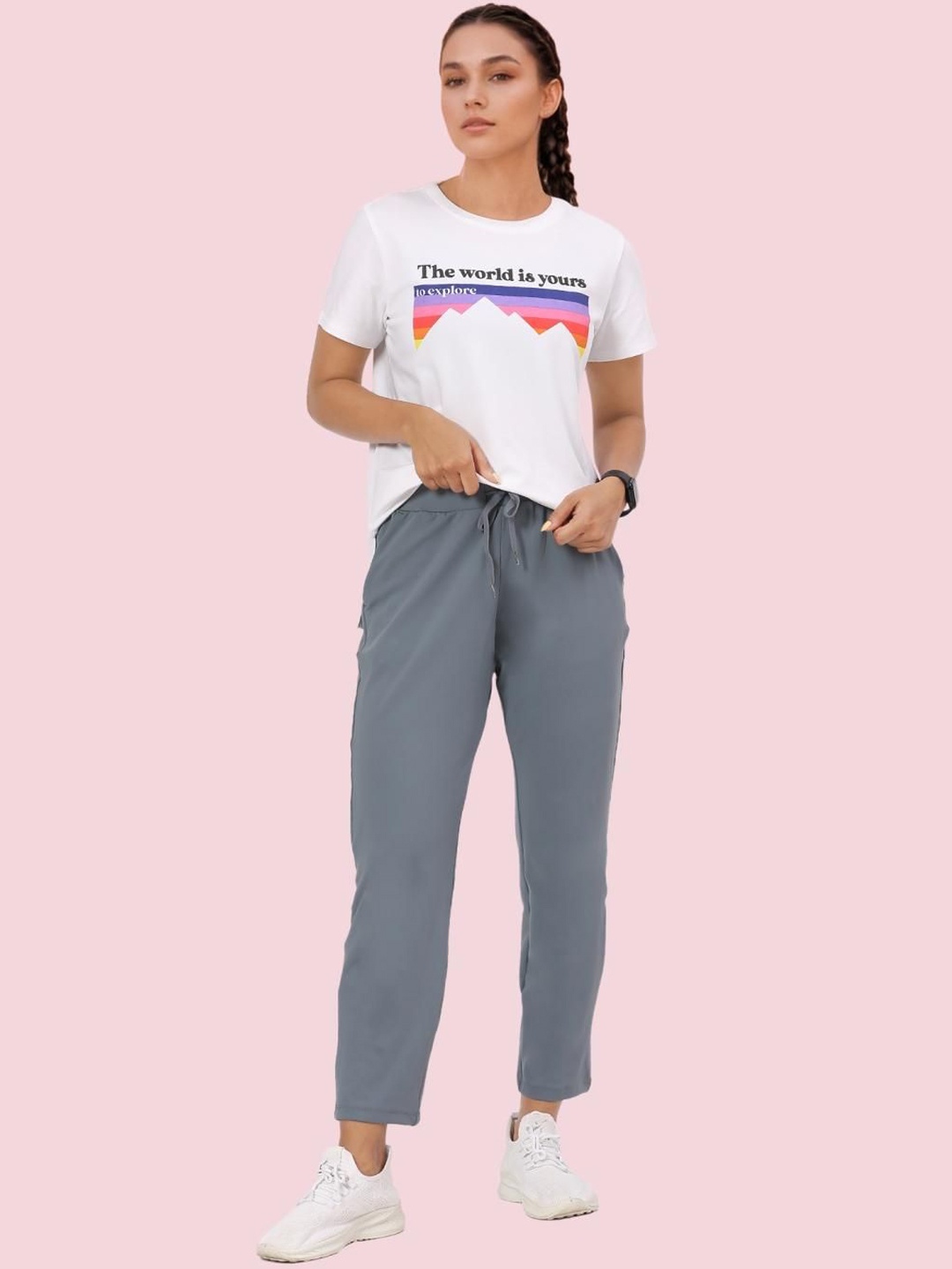 

Enamor Antimicrobial Mid Rise Relaxed Fit Track Pants, Grey