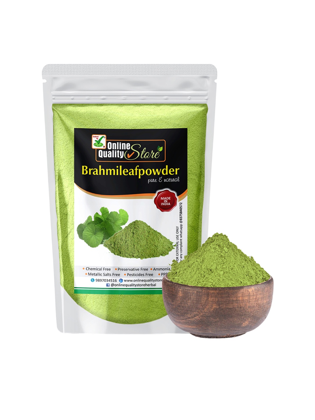 

Online Quality Store Brahmi Hair Powder For Damaged Hairs - 400 g, Green