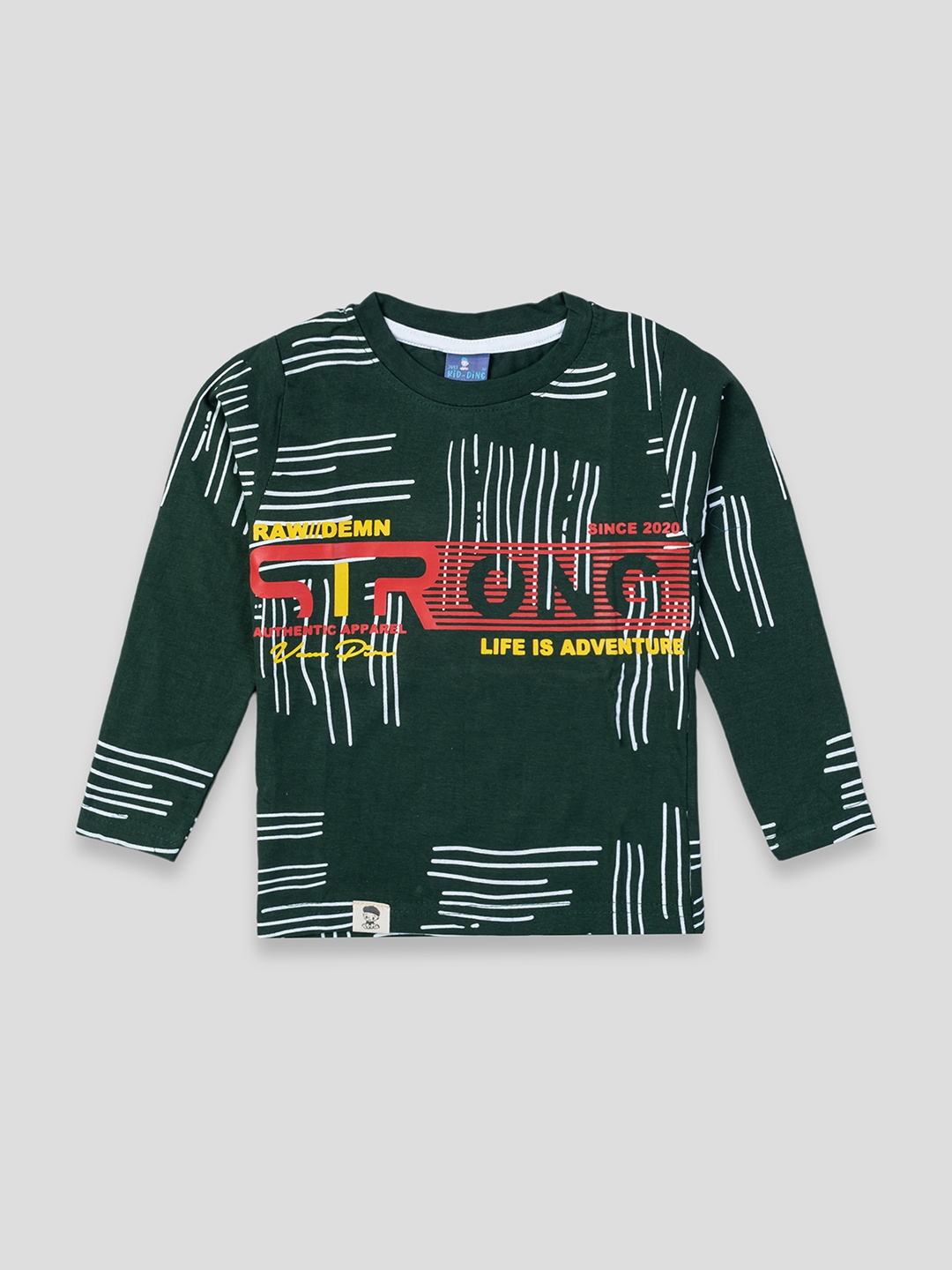 

YK X JUST KiDDiNG Boys Floral Printed Applique T-shirt, Green