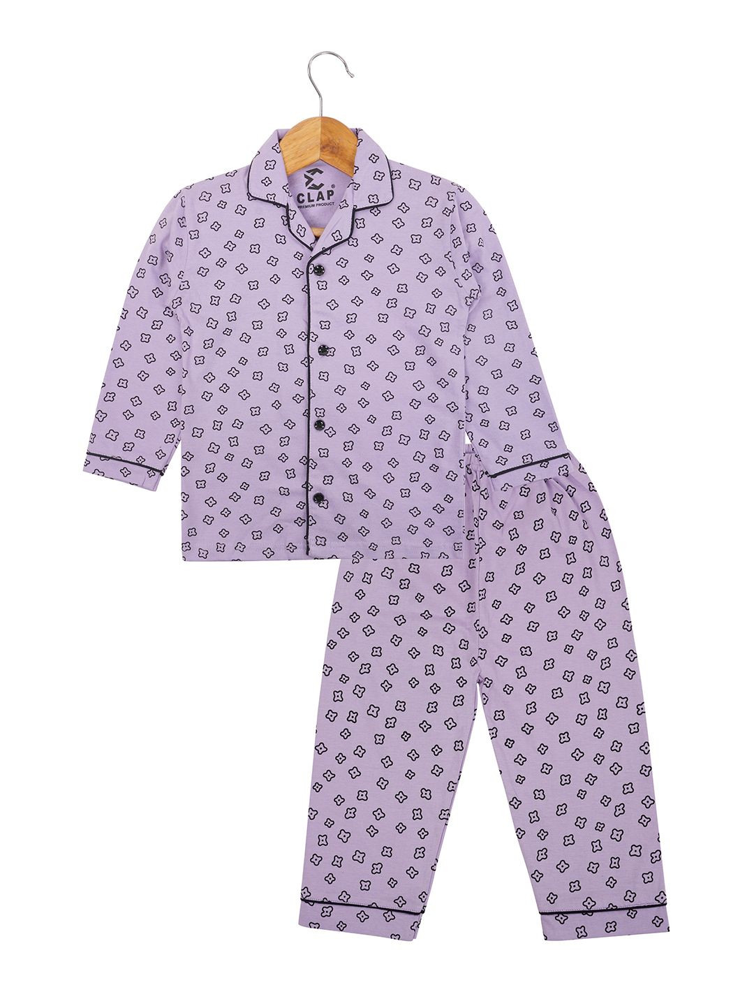 

CLAP Girls Printed Shirt with Trousers, Purple
