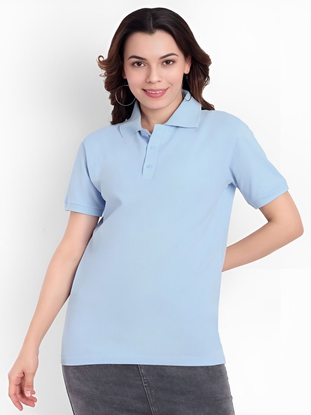 

Shiv traders collection Women Polo Collar T-shirt, Blue
