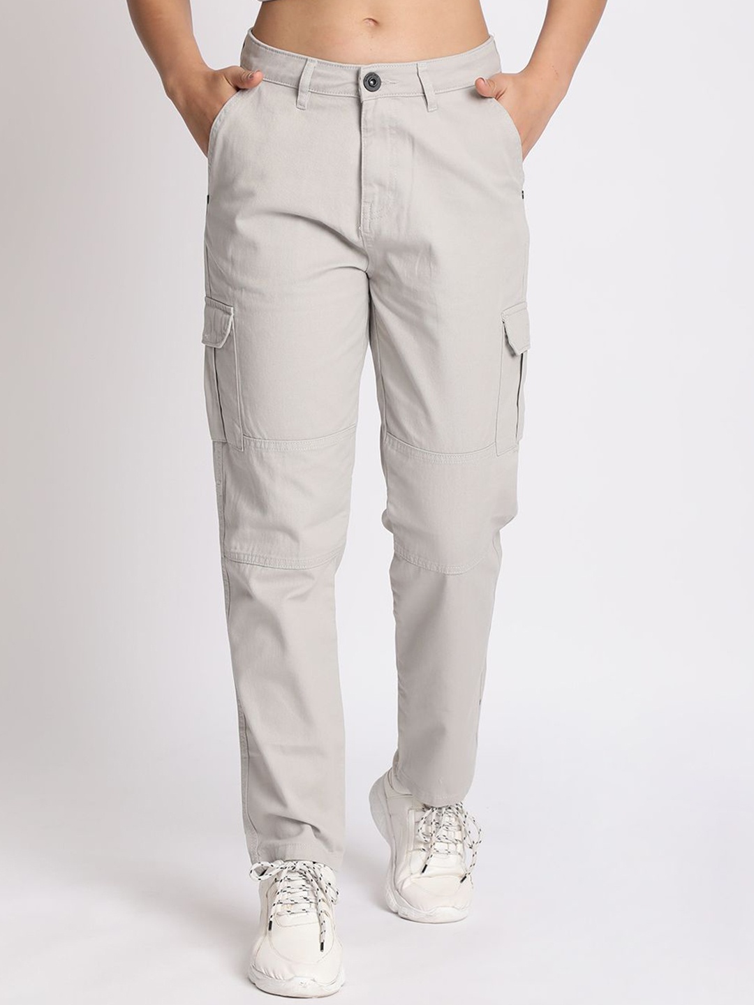 

The Roadster Lifestyle Co Cotton Slim Fit Cargo Trousers, Grey