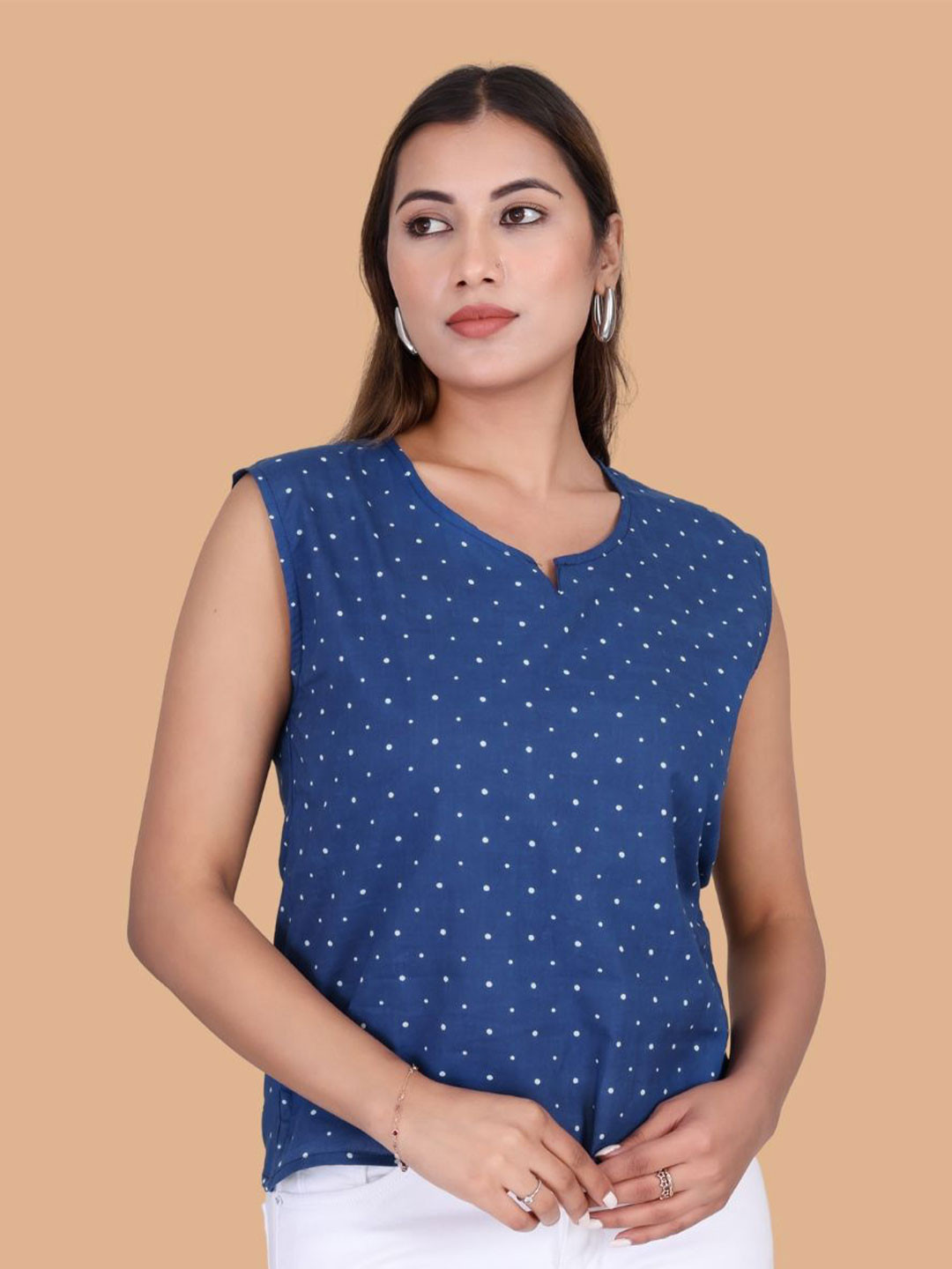 

Moda Rapido Print Cotton Top, Blue