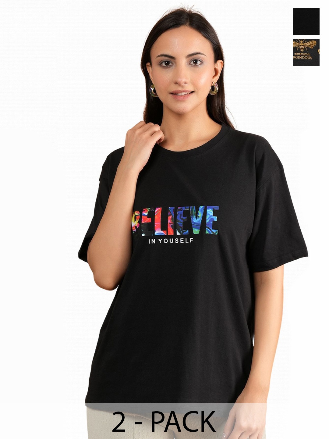 

Metronaut Women Typography 2 Printed Applique T-shirt, Multi