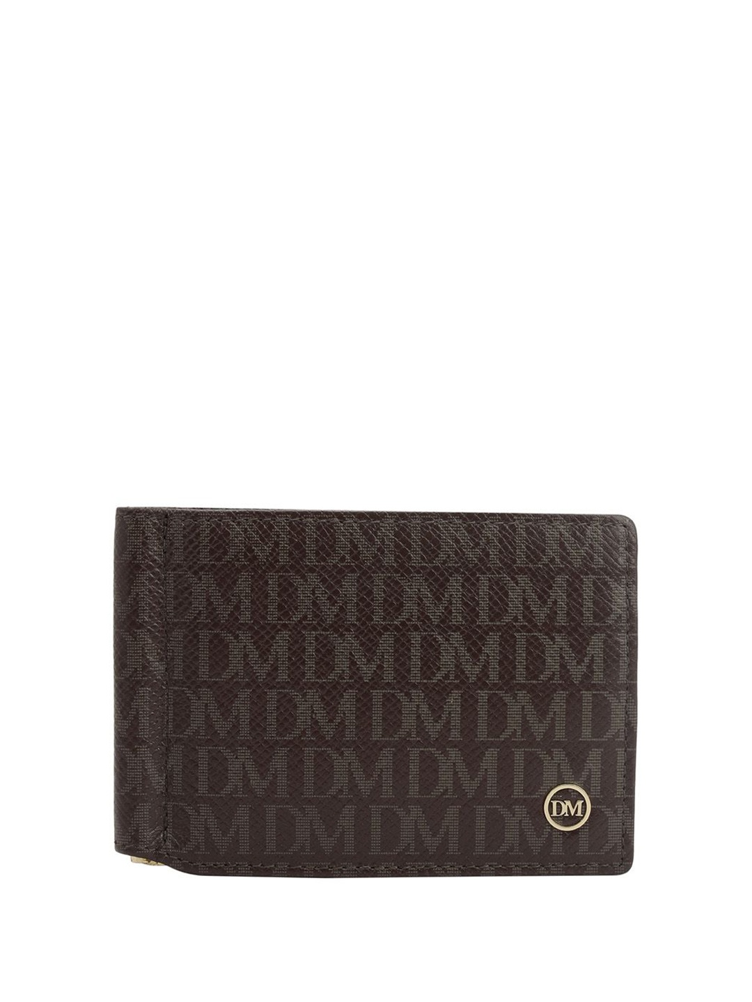 

Da Milano Men Typography Textured Leather Money Clip, Brown