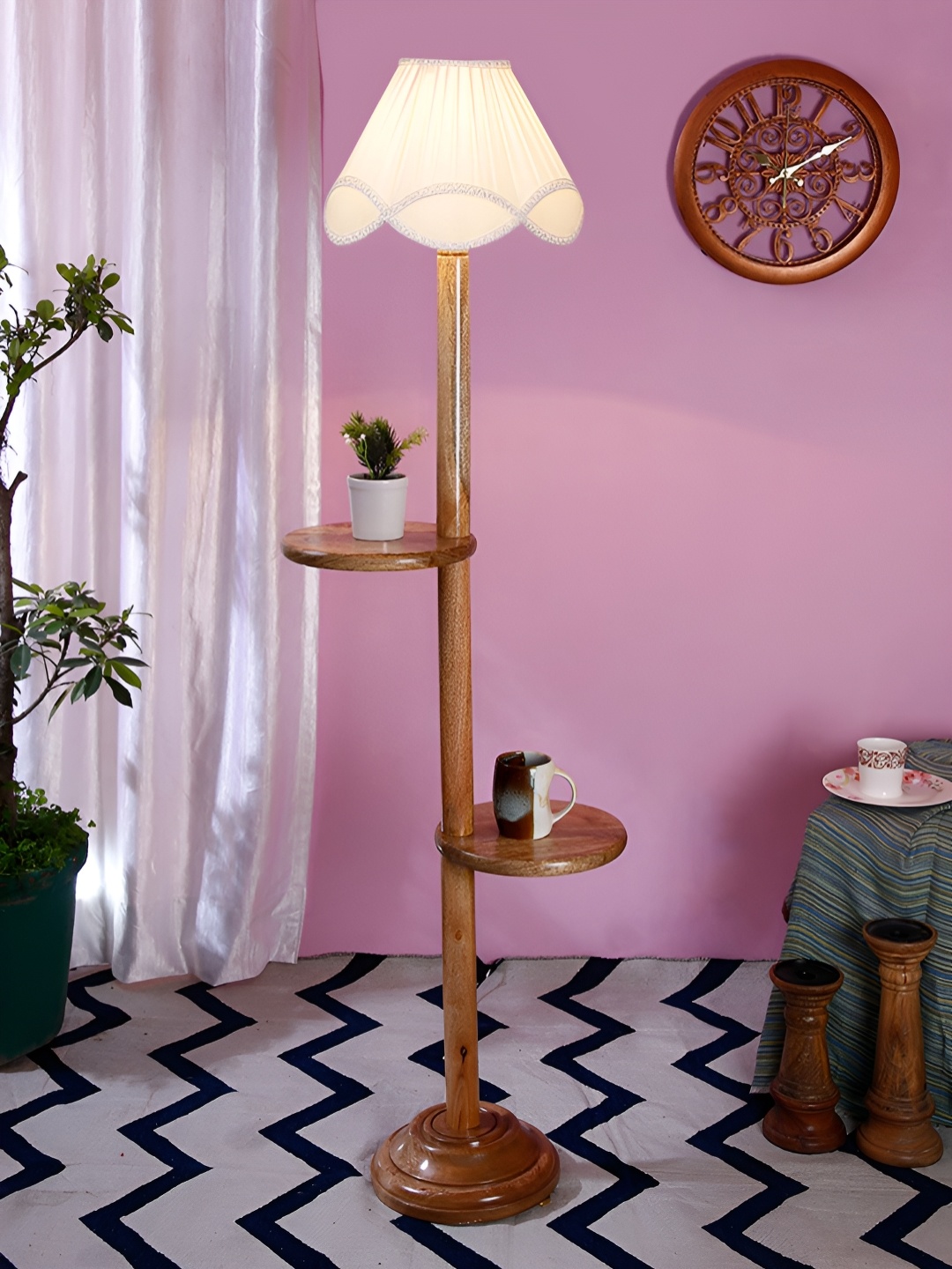 

Devansh White Frustum Shaped Wooden Floor Lamp