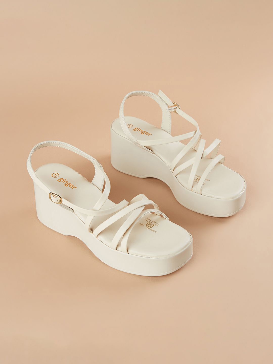 

Ginger by Lifestyle Women Square Toe Heels, Off white